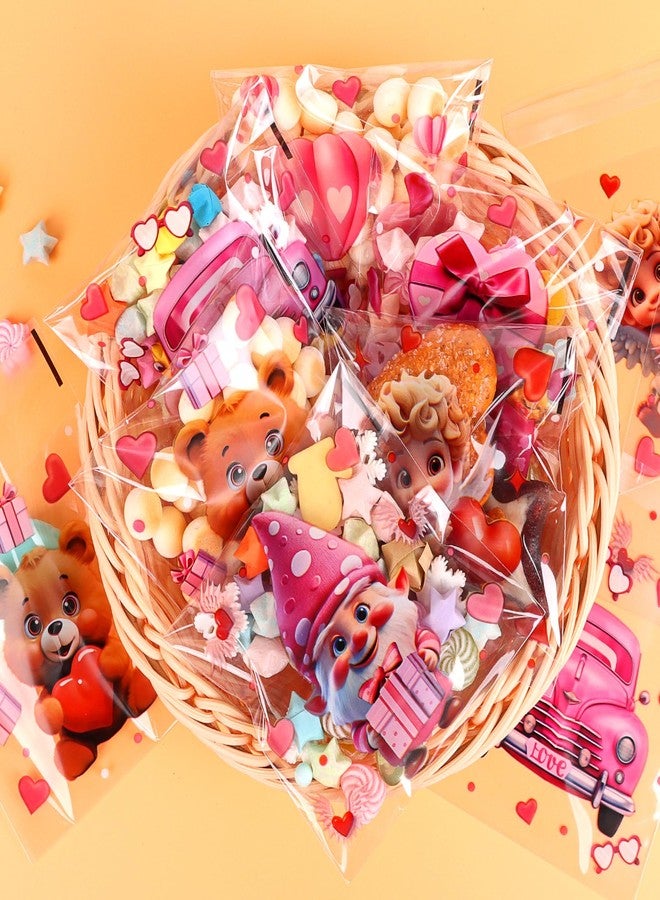 STEFORD 180 PCS Valentines Cellophane Gift Bags, 6 Style Self- adhesive Cookie Treat Bags Clear Plastic Candy Bags for Gift Giving Packaging Party Favor Goodie Bags Bulk - Image 3